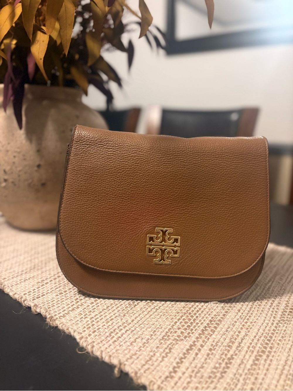 Tory Burch Britten Pebbled Leather Saddle Bag